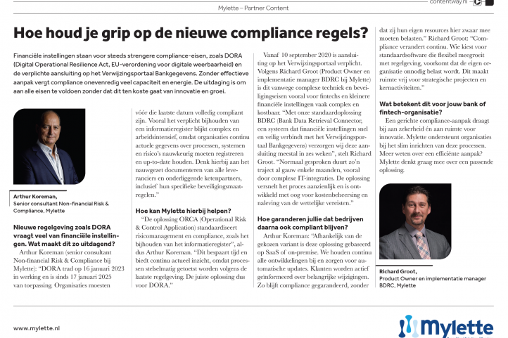 Mylette in het Financieele Dagblad
